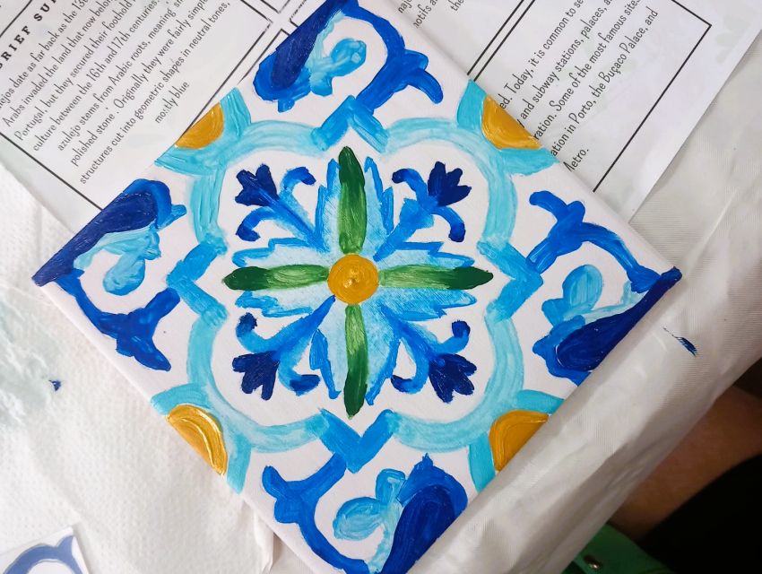 Porto: Tile Painting and Cocktails in Downtown Porto - Painting with a cocktail in hand